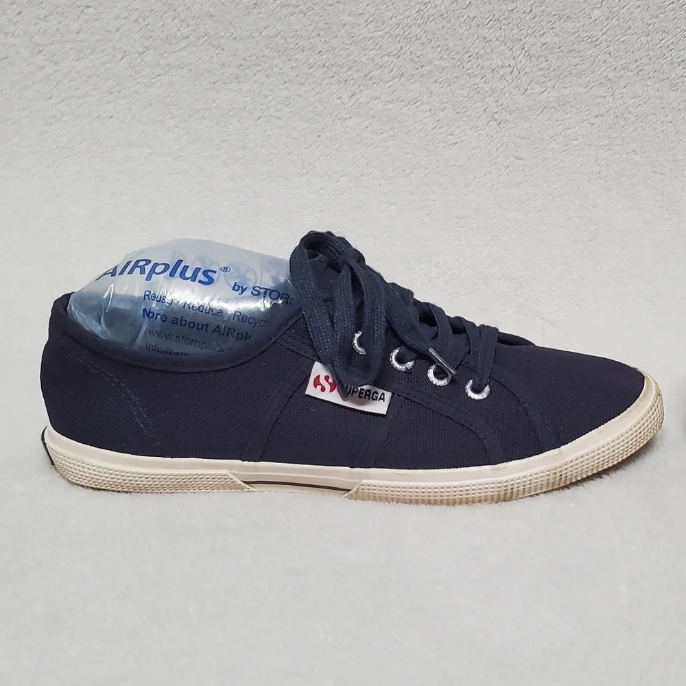 Superga Navy Blue Canvas Classic Lace-up Low Top Sneakers 7.5